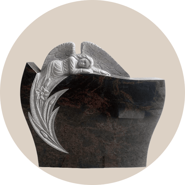 Indian Aurora Granite Carved Angel Headstone