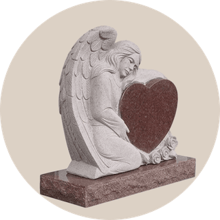 Red Granite Sculpted Angel Headstone thumbnail