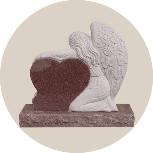 Red Granite Sculpted Angel Headstone
