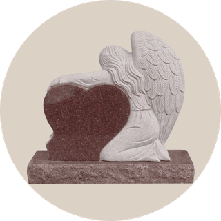 Red Granite Sculpted Angel Headstone thumbnail