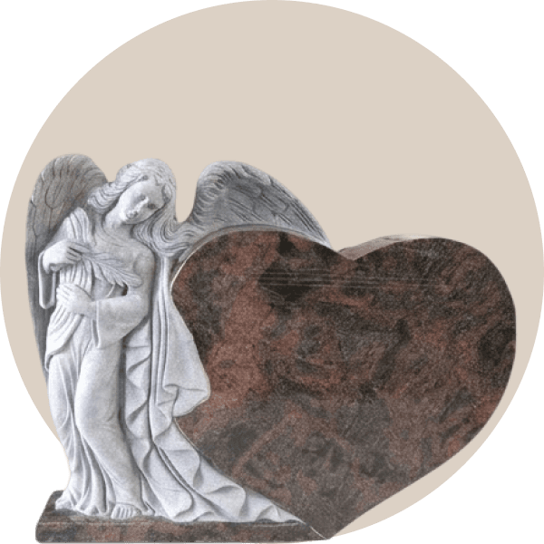 Indian Aurora Statue Heart Angel Headstone