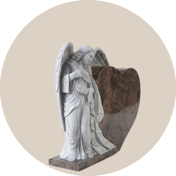Indian Aurora Statue Heart Angel Headstone