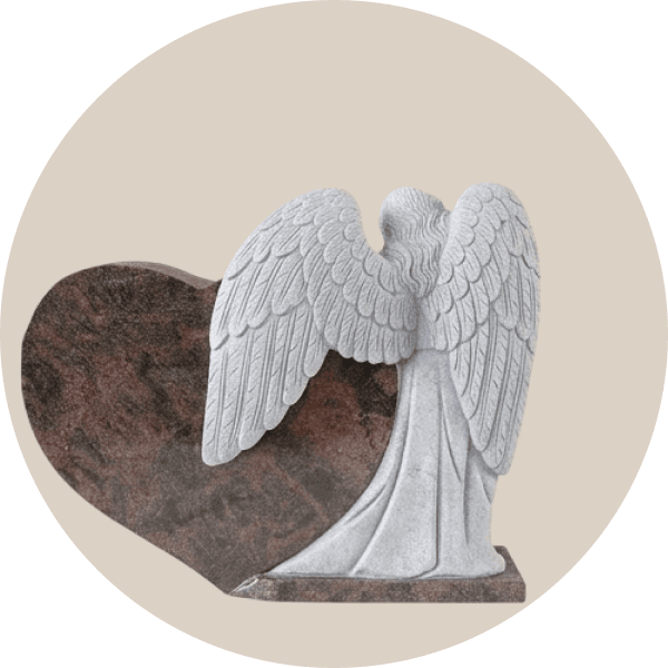Indian Aurora Statue Heart Angel Headstone