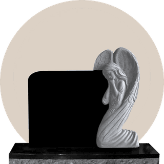 Black Granite Upright Weeping Angel Headstone thumbnail