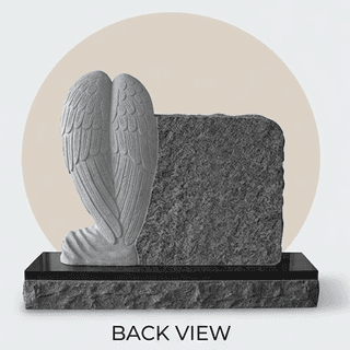 Black Granite Upright Weeping Angel Headstone thumbnail
