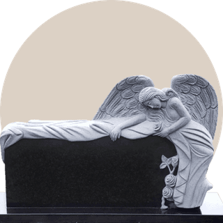 Black Granite Weeping Angel Headstone thumbnail