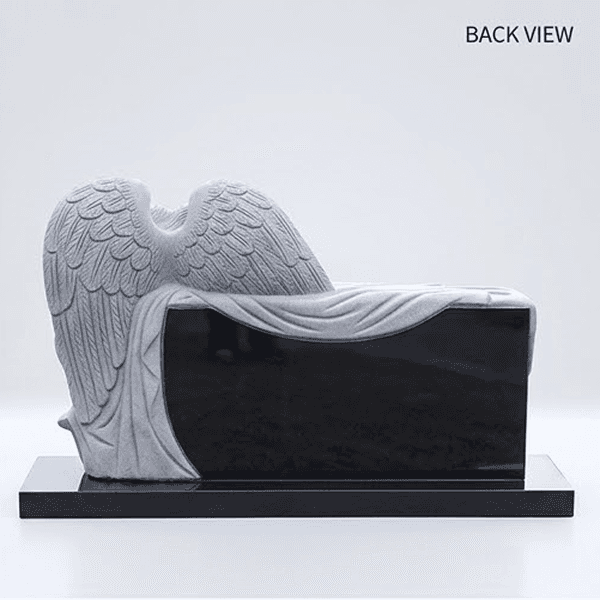 Black Granite Weeping Angel Headstone