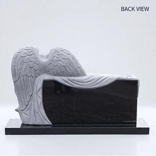 Black Granite Weeping Angel Headstone thumbnail