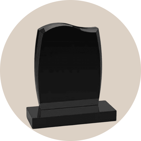 Polished Black Granite Anton Shape Headstone