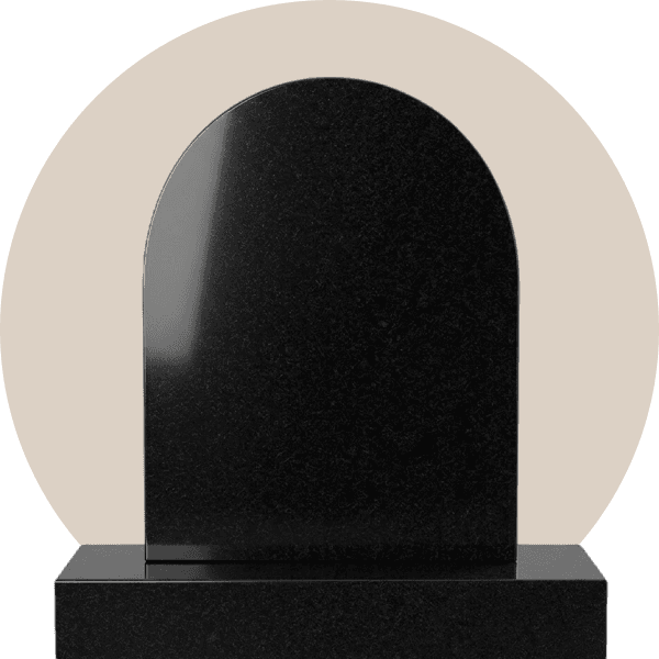 Polished Black Granite Traditional Round Top Headstone