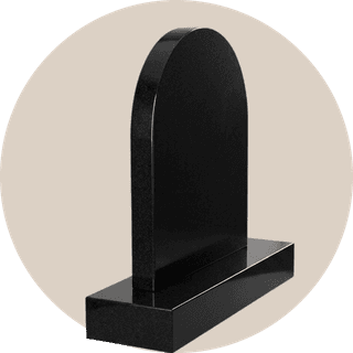 Polished Black Granite Traditional Round Top Headstone thumbnail