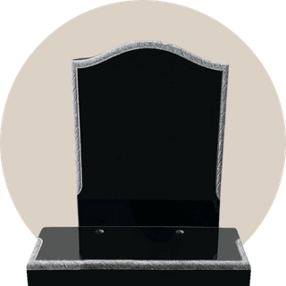 Polished Black Granite Rope Border Ogee Headstone thumbnail
