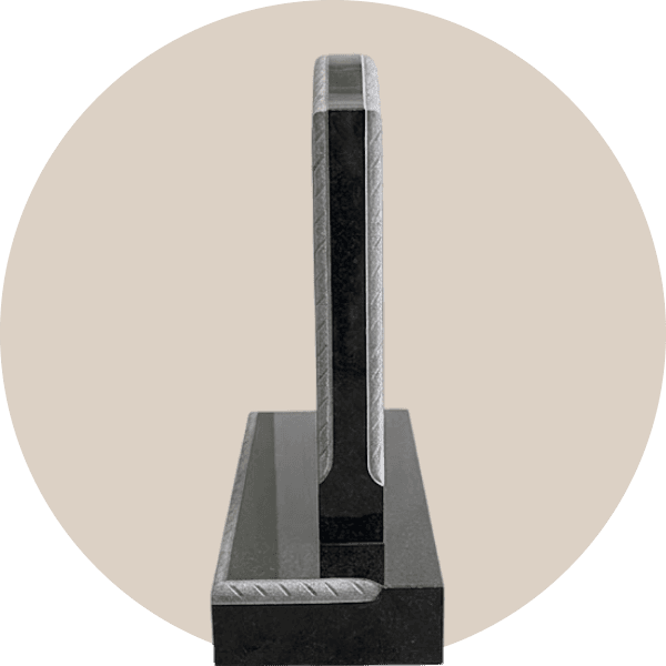 Polished Black Granite Rope Border Ogee Headstone