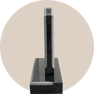Polished Black Granite Rope Border Ogee Headstone thumbnail