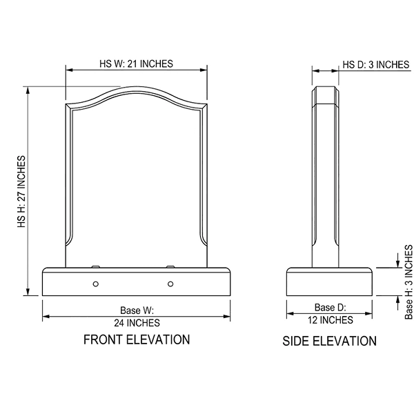 Black Granite Ogee Headstone Rope With Moulding
