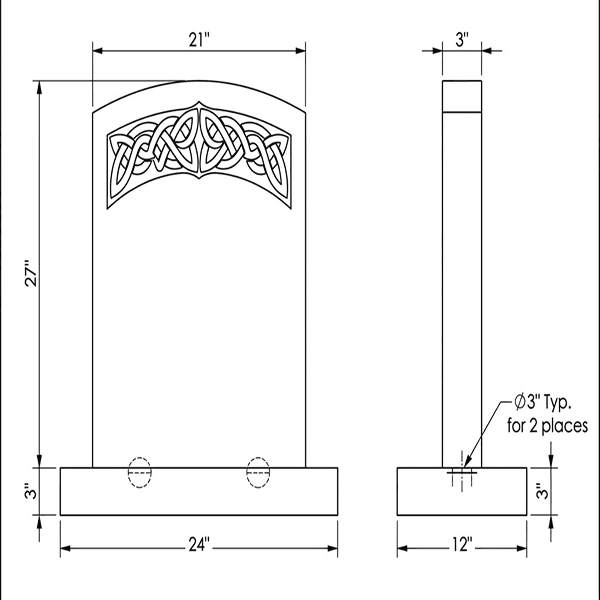 Polished Grey Granite Arc Top Headstone