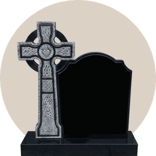 Black Granite Ornate Celtic Cross Headstone thumbnail