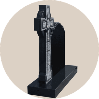 Polished Black Ornate Celtic Cross Headstone thumbnail