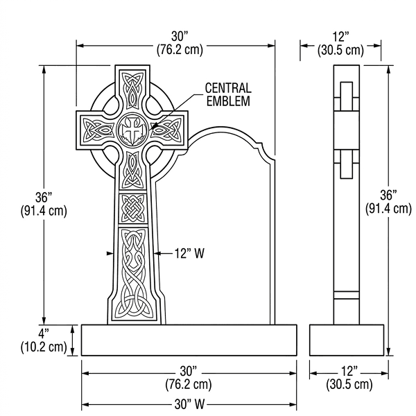 Black Granite Ornate Celtic Cross Headstone