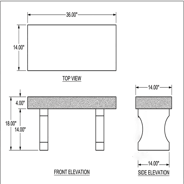 Red Granite Memorial Bench With Flat Seat Harp Legs