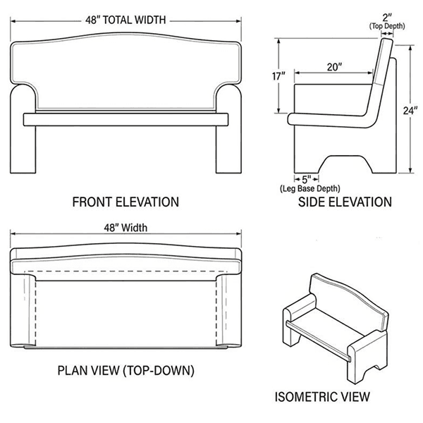 Black Granite Couch Memorial Bench