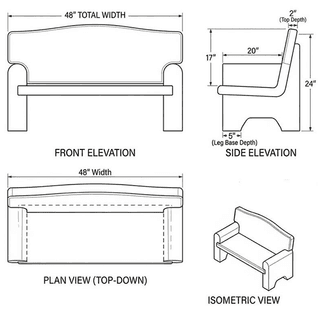 Black Granite Couch Memorial Bench thumbnail