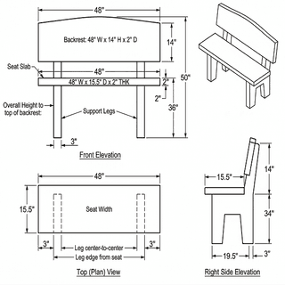 Grey Granite Memorial Bench With Oval Back thumbnail