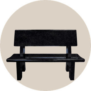 Black Granite Memorial Bench With Flat Back thumbnail