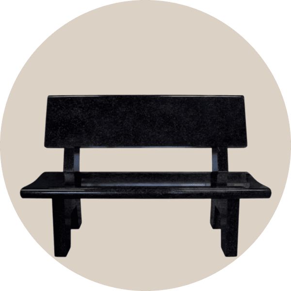 Black Granite Memorial Bench With Flat Back