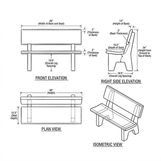 Black Granite Memorial Bench With Flat Back thumbnail