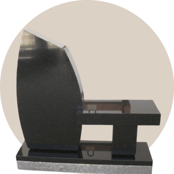 Black Granite Memorial Bench with One Side Tablet