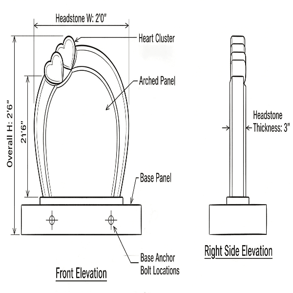 Red Granite Round Shape Headstones