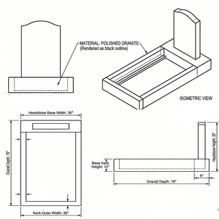 Black Granite Ogee Headstone Kerb Sets thumbnail