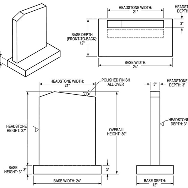 Offset Peon Granite Headstone