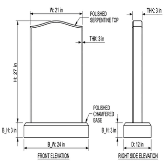 Black Granite Peon Top Headstone thumbnail