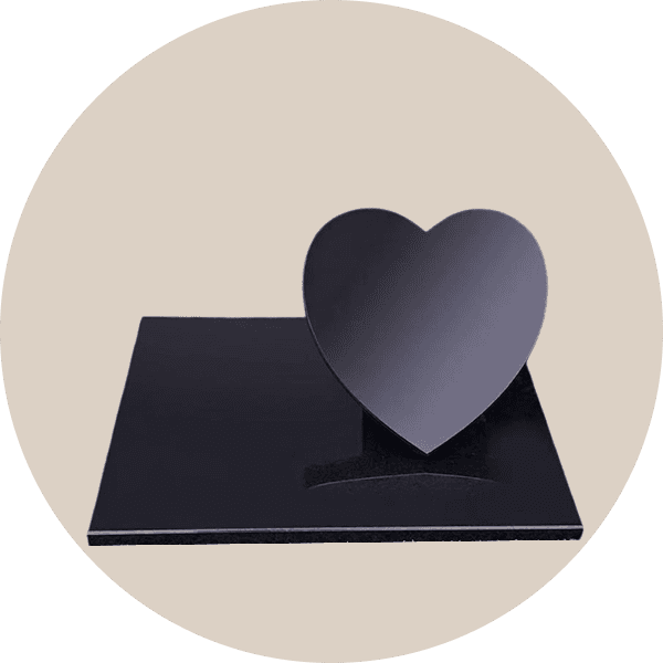 Black Granite Heart Shape Grave Marker