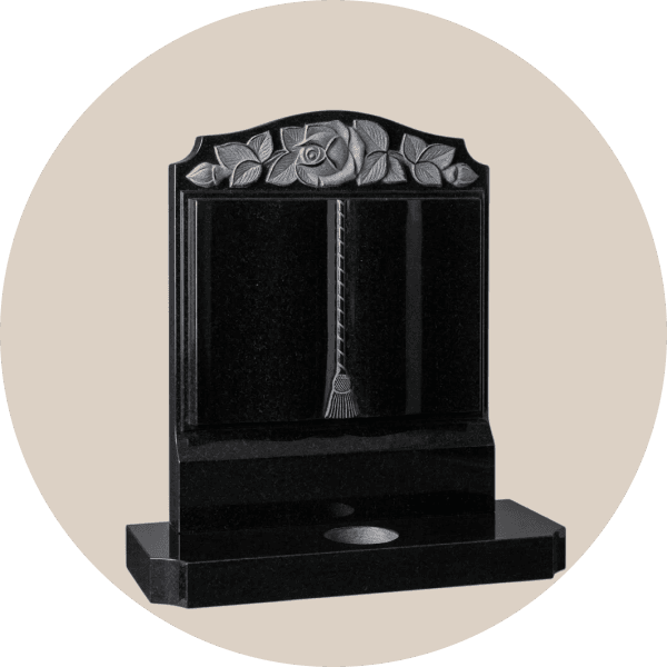 Book Headstone with Rose Carved