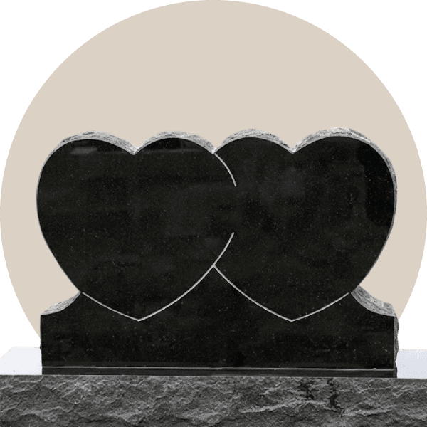 Black Granite Double Heart Headstone