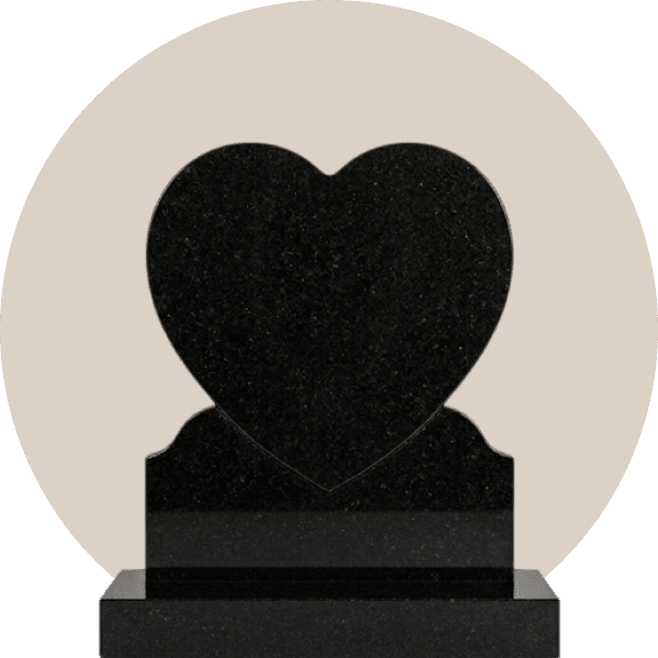 Black Granite Heart Headstone