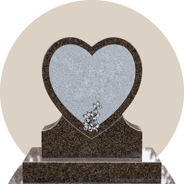 Brown Granite Heart Headstone