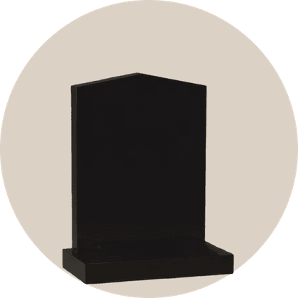 black granite peon top headstone