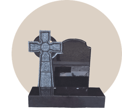 Black Granite Ornate Celtic Cross Headstone