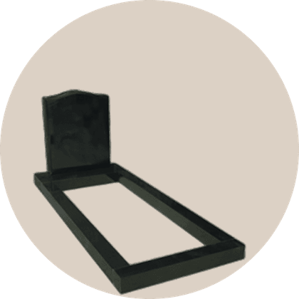 black granite memorial kerb sets with Ogee headstone