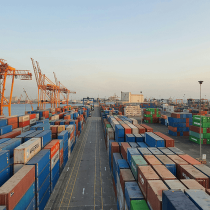 shipping on port loading container