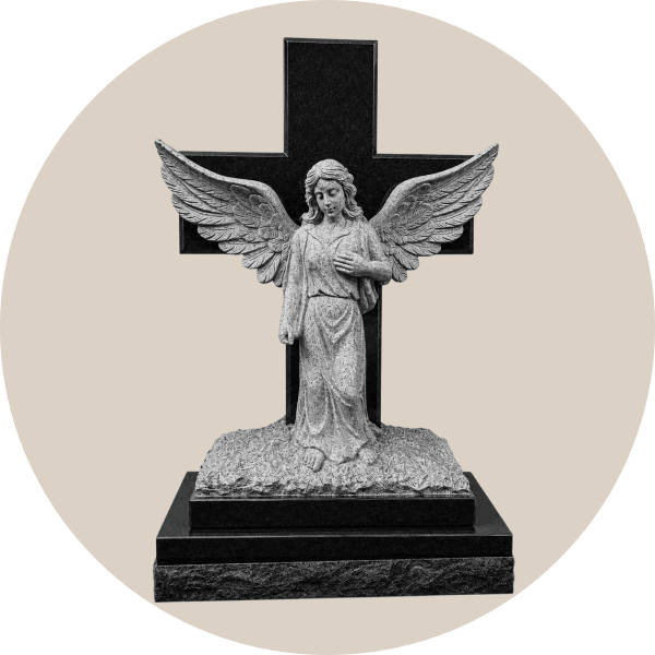 angel headstone with corss