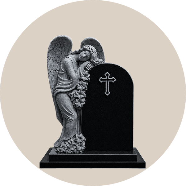 black granite standing angel statue