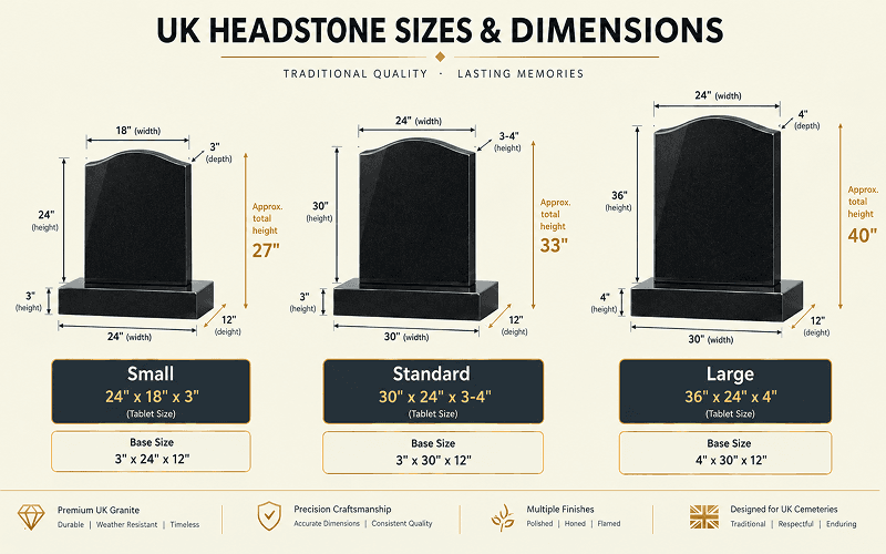 uk headstone tablet base dimensions diagram
